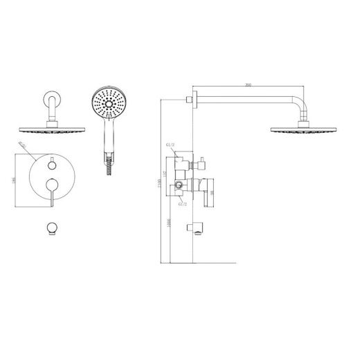 Душевая система Voda VSLB Set_3in1 встраиваемая в стену цвет черный - фото 3