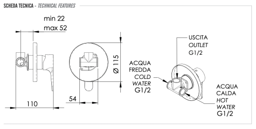 Смеситель для душа Remer Winner W30 встраиваемый в стену хром - фото 2