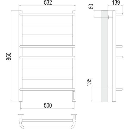 Полотенцесушитель Terminus 4670078531292 53х85 электрический хром - фото 3