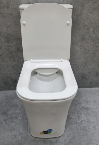 Унитаз напольный с бачком CeramaLux 1218A белый глянцевый с сиденьем микролифт безободковый каскадный смыв - фото 3