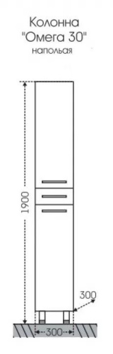 Шкаф-пенал СанТа Омега 507001 30х30х190 напольный цвет белый - фото 3