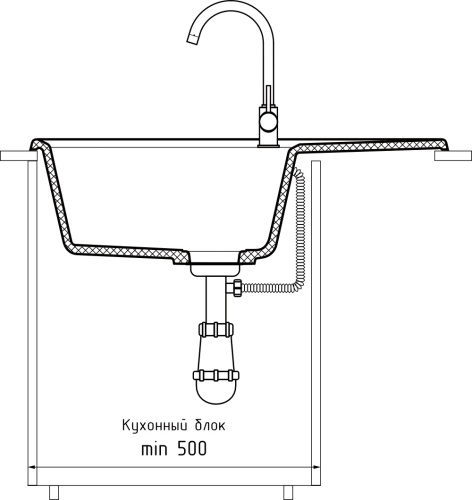 Кухонная мойка Granfest Unique U-740L топаз 74х50 цвет серый поверхность матовая - фото 4