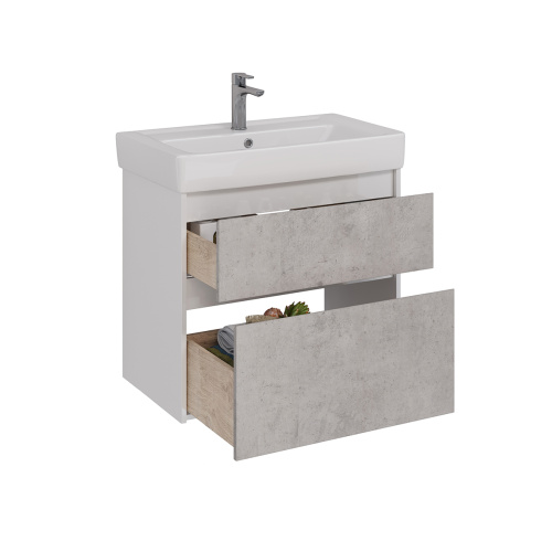Тумба под раковину LeMark Combi LM03C80T-Beton 74х44х65 напольная/подвесная цвет бетон/белый - фото 2