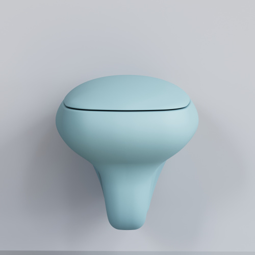 Чаша унитаза подвесная Ambassador Diamond 123T20801R цвет голубой матовый без сиденья каскадный смыв - фото 3