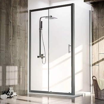 Душевой уголок Veconi Rovigo RV072B-10090-01-C4 100х90 стекло прозрачное профиль черный без поддона