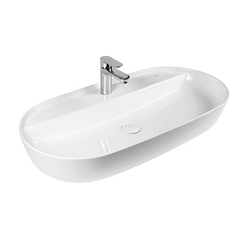 Раковина из сантехнического фарфора Bond Oval S01-800 80х40 накладная цвет белый глянцевый 1 отверстие под смеситель