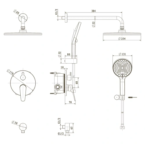 Душевая система Veconi TEORA TE-500-B-C4 встраиваемая в стену - фото 3