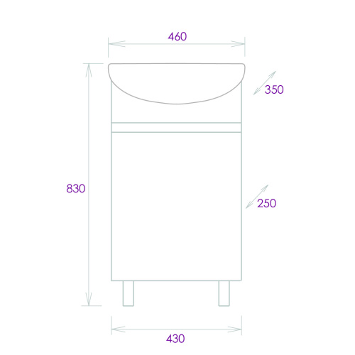 Тумба под раковину Onika Милтон 104510 43х25х68 напольная - фото 3