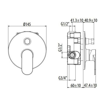 Смеситель Gattoni H2Omix7000 7003470C0.CH встраиваемый в стену хром