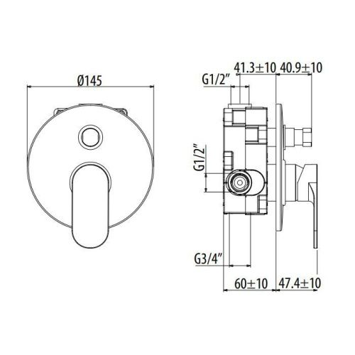 Смеситель Gattoni H2Omix7000 7003470C0.CH встраиваемый в стену хром - фото 2