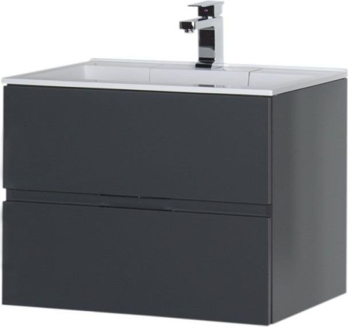 Тумба с раковиной Aquanet Алвита 00213093 70х45х53 подвесная цвет серый - фото 4