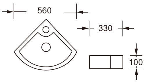 Раковина из сантехнического фарфора MILLEAU PERL MU7076B-GW 56х33 подвесная цвет белый глянцевый 1 отверстие под смеситель - фото 2