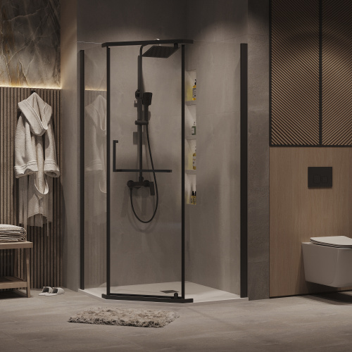 Душевой уголок Grossman Pragma 302.K33.03.1010.21.00 100х100 стекло прозрачное профиль черный матовый без поддона - фото 3