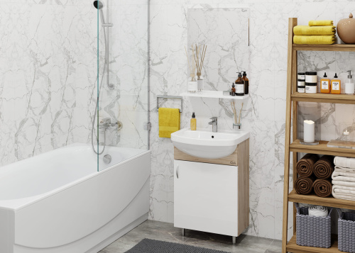 Комплект мебели: тумба + раковина 52x44x82 + зеркало Onika ЭКО 105204 напольный цвет белый - фото 5