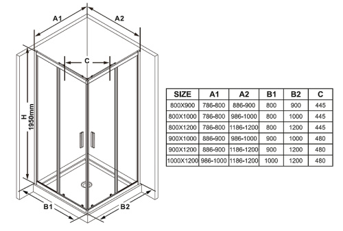 Душевая дверь Ravak Blix X1XMA0300Z1 100x195 стекло прозрачное профиль черный матовый - фото 5