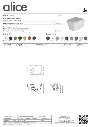 Чаша унитаза подвесная Alice Hide 31210101 цвет белый глянцевый без сиденья - фото 3