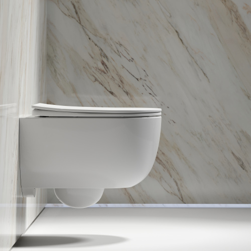 Унитаз подвесной Ceramica Nova MODENA CN6063 белый глянцевый с сиденьем микролифт безободковый душевой смыв - фото 4