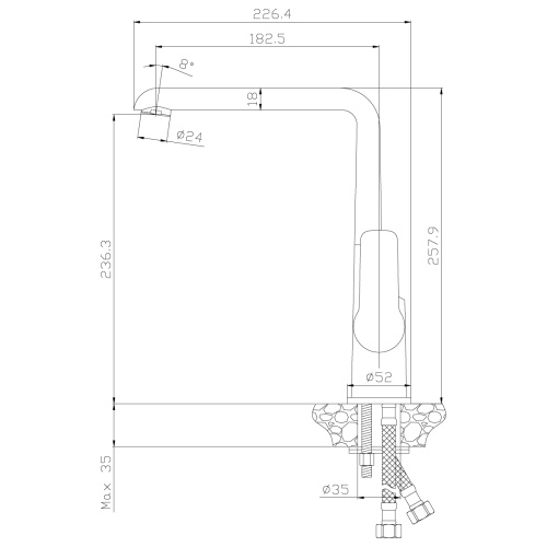 Смеситель для кухни Rossinka W W35-23 на мойку белый/хром - фото 2