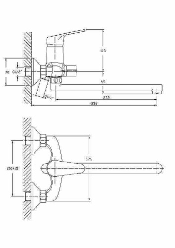 Cмеситель для ванны и душа Haiba HB2216 настенный хром - фото 3
