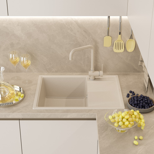 Кухонная мойка Misty Titan TIT-65х51-02 65х51 цвет бежевый - фото 2