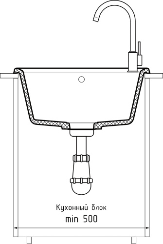Кухонная мойка Granfest Unique U-500 терракот 50х50 цвет коричневый поверхность матовая - фото 4