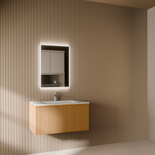 Тумба с раковиной+зеркало Art Decco Andy (Энди) AAN08W11S1M0 80x45x40 подвесная цвет белый дуб - фото 2