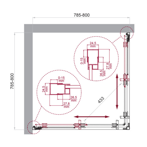 Душевой уголок BelBagno LUCE LUCE-A-2-80-C-Cr 80х80 стекло прозрачное профиль хром глянцевый без поддона - фото 2