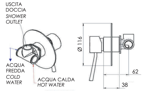 Смеситель для душа Remer Minimal N30L встраиваемый в стену хром - фото 2