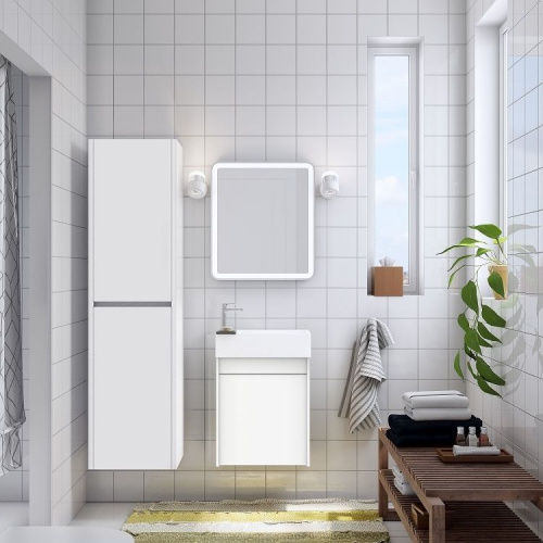 Шкаф-пенал Art&Max TECHNO Family-1500-2A-SO-BL 40х30х150 подвесной цвет белый глянцевый