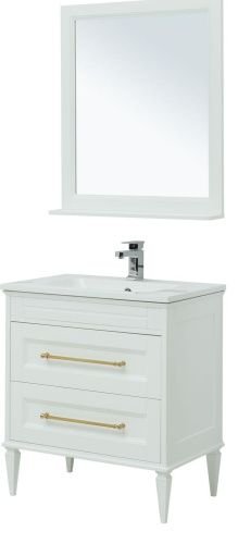 Комплект мебели: тумба с раковиной 78x47x65 + зеркало Aquanet Бостон М 00281193 напольный/подвесной цвет белый - фото 3