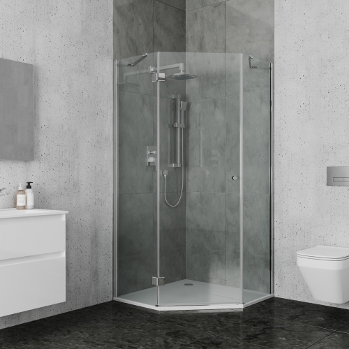 Душевая перегородка Ambassador Walk-in 15032218 100х200 стекло тонированное профиль черный - фото 2