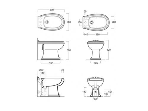 Биде SIMAS AR 823 bia 1 hole напольное - фото 3