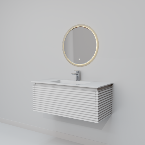 Тумба с раковиной+зеркало Art Decco Jacqueline (Жаклин) AJC10W34S2MF 100x45x40 подвесная цвет белый - фото 4