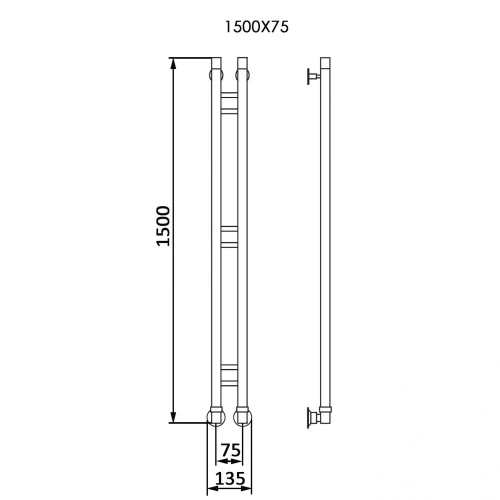 Полотенцесушитель Veconi Maola-A M150GR-A 8х150 водяной графит - фото 3