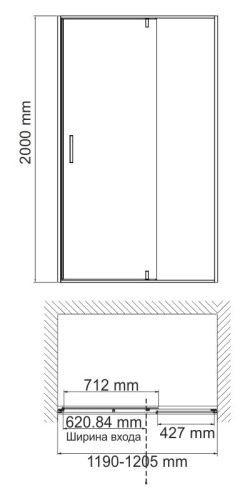 Душевая дверь Wasserkraft Spree 14P 14P05 120х200 стекло прозрачное профиль никель - фото 2