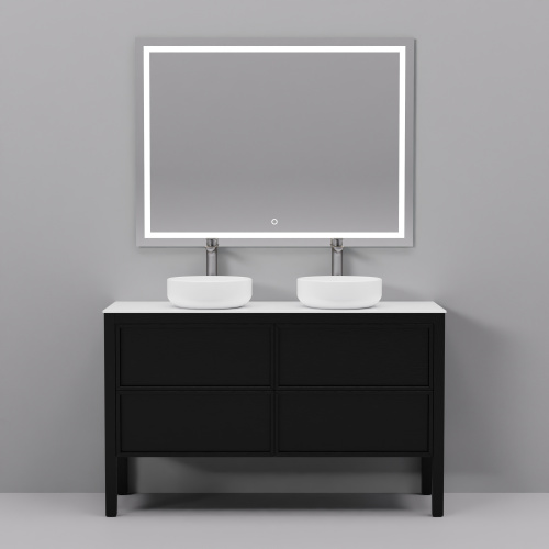 Тумба с раковиной+зеркало Art Decco Elisa (Элиса) AES14F78D3MF 140x45x85 напольная цвет черный дуб - фото 2