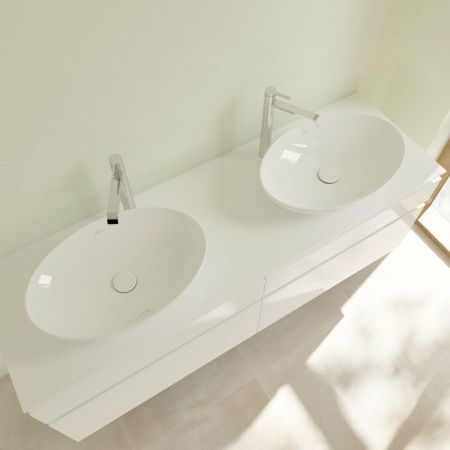 Раковина из сантехнического фарфора Villeroy Boch Loop&Friends 4A470001 60х40 накладная цвет белый без отверстий под смеситель