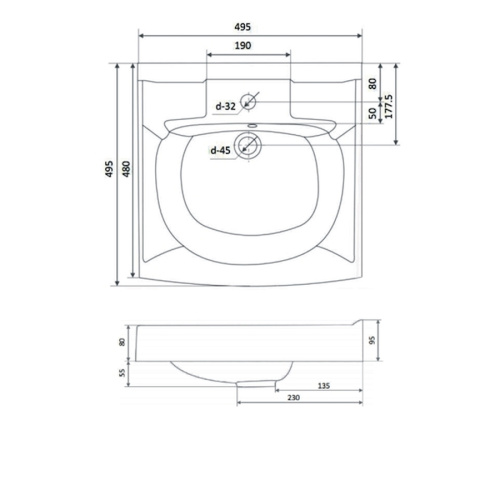 Раковина из искусственного мрамора Altasan KOMPAKT UPP50s 50х50 над стиральной машиной цвет белый 1 отверстие под смеситель - фото 3