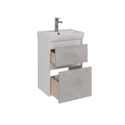 Тумба под раковину LeMark Combi LM03C50T-Beton 48х35х65 напольная/подвесная цвет бетон/белый - фото 2
