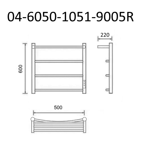 Полотенцесушитель Маргроид Вид 4 04-6050-1051-9005R 53х60 электрический черный матовый - фото 5