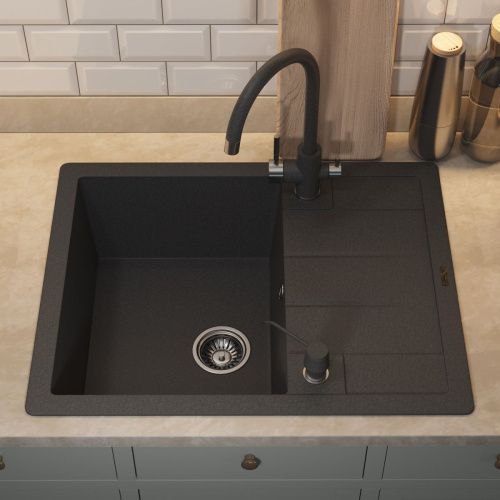 Кухонная мойка Uperwood Quartz Premium UPD-03 3910202111 65х50 цвет черный поверхность матовая - фото 4