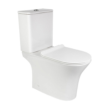 Унитаз напольный с бачком Bond Oval F06-00 белый с сиденьем безободковый душевой смыв