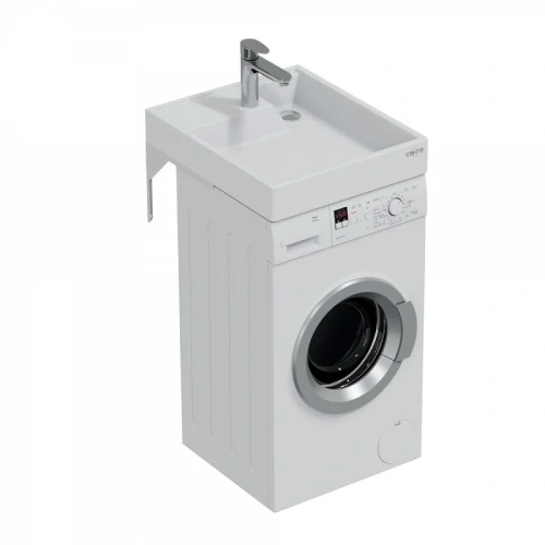 Раковина из искусственного камня СанТа Юпитер 900133 50х60 над стиральной машиной цвет белый 1 отверстие под смеситель - фото 2