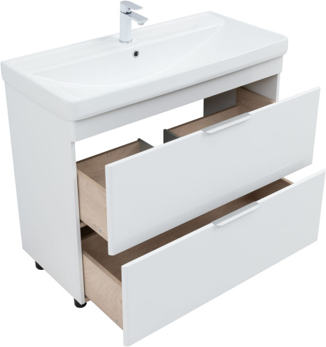 Тумба под раковину Aquanet Ирис new 00339257 99х45х79 напольная цвет белый - фото 2