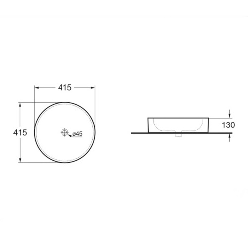 Раковина из сантехнического фарфора Vincea VBS-104MB 42х42 накладная цвет черный без отверстий под смеситель - фото 2