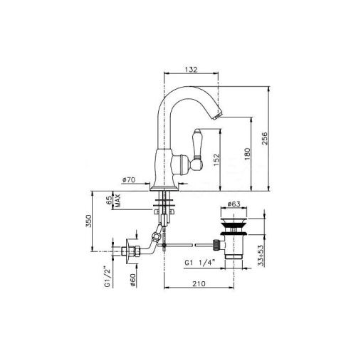 Смеситель Nicolazzi Petit Mont Blanc 3454BZ76C на раковину бронза - фото 2