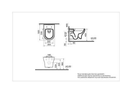Чаша унитаза подвесная Vitra Zentrum 7786B003-0075 цвет белый без сиденья безободковая каскадный смыв
