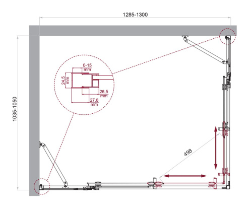 Душевой уголок BelBagno LUCE LUCE-AH-22-130/105-C-Cr 130х105 стекло прозрачное профиль хром глянцевый без поддона - фото 2