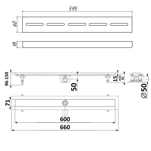 Душевой лоток Timo Standart DP20600-SG20600 в пол - фото 2