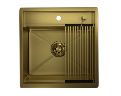 Кухонная мойка Granula Kitchen Space 5051, ЗОЛОТО САТИН 50х51 цвет золото сатин поверхность матовая - фото 3